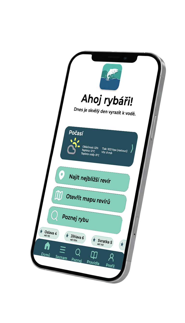 Mockup aplikace Revírník